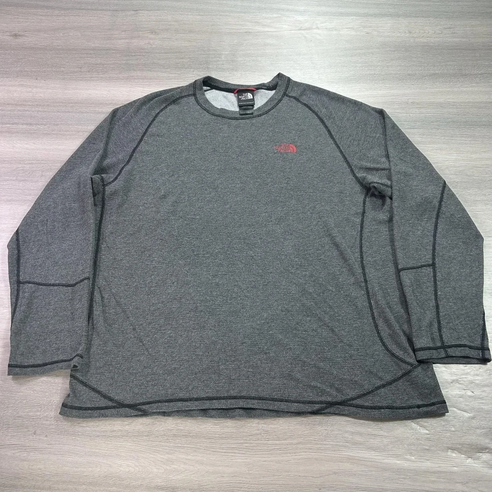 North Face Shirt Mens XL Gray Long‎ Sleeve Crewneck Performance Outdoor Top